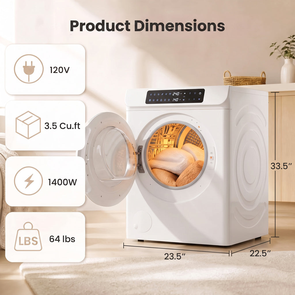 Auertech Portable Washer and Dryer Combo Set 36 lbs Fully Automatic Washing Machine 3.5 Cu.ft Clothes Dryer
