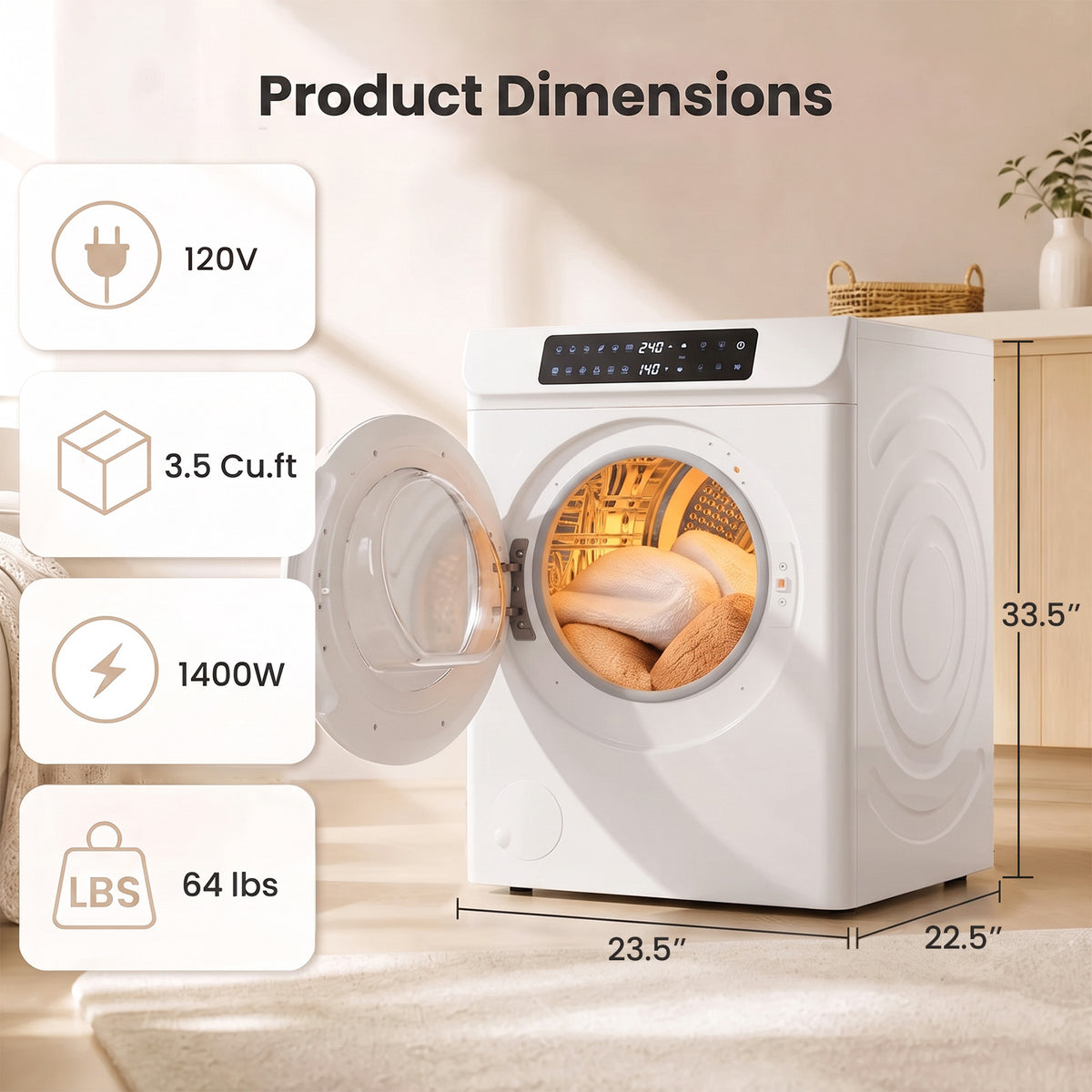 Auertech Portable Washer and Dryer Combo Set 36 lbs Fully Automatic Washing Machine 3.5 Cu.ft Clothes Dryer