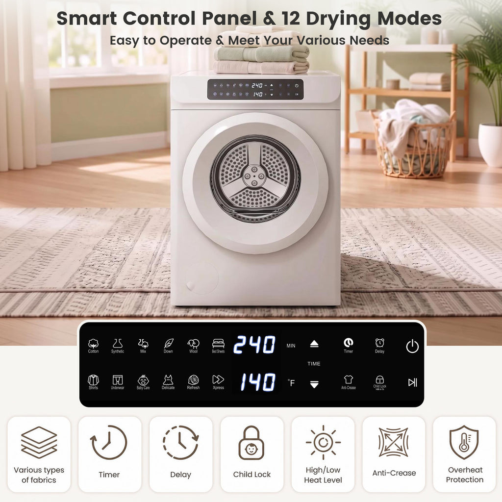 Auertech Portable Washer and Dryer Combo Set 36 lbs Fully Automatic Washing Machine 3.5 Cu.ft Clothes Dryer