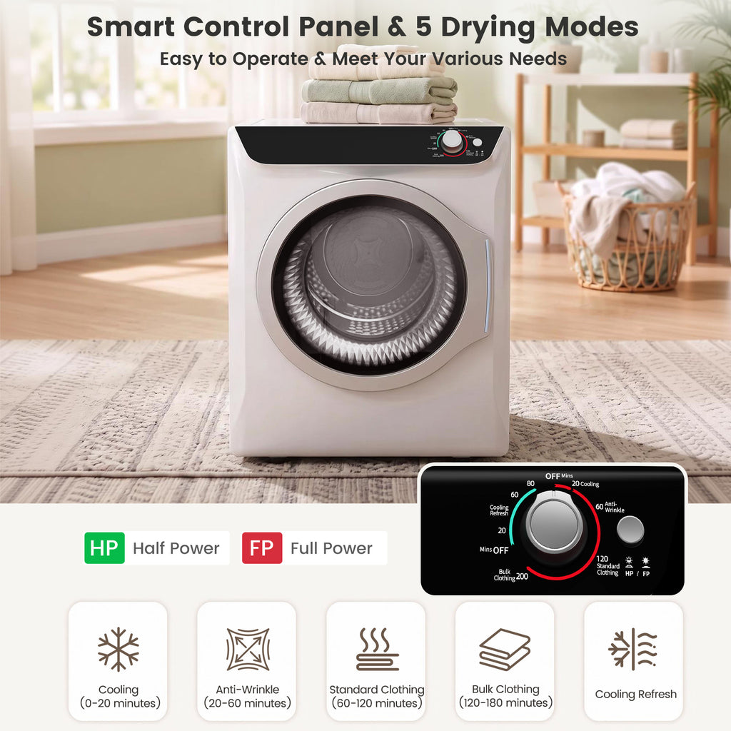 Auertech Portable Washer and Dryer Combo Set 19 lbs Fully Automatic Washing Machine 2.7 Cu.ft Clothes Dryer