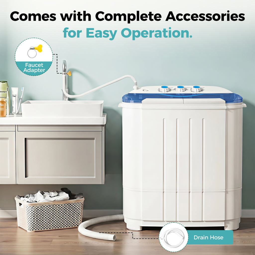 Auertech 14.5lbs Portable Washing Machine Compact Twin Tub Semi-Automatic Washer and Spin Dryer Combo