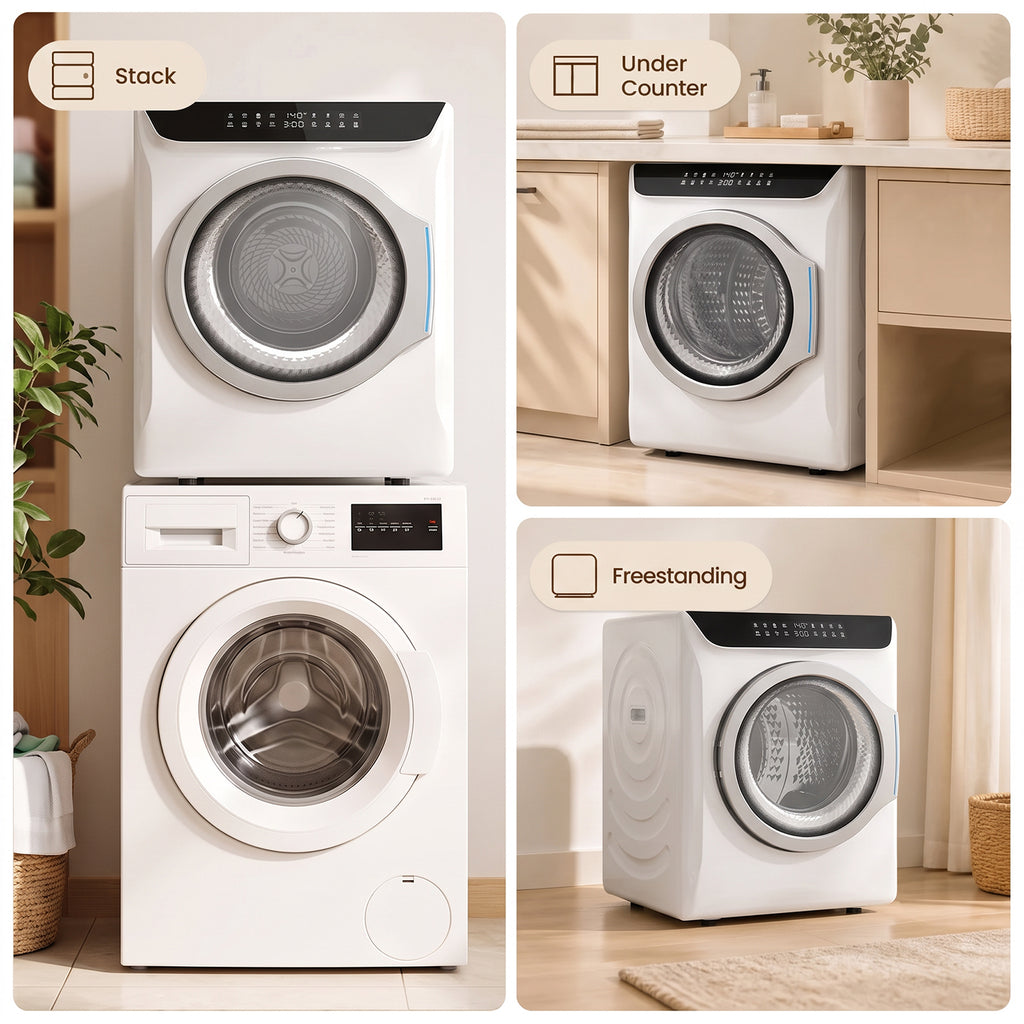 Auertech 2.7 Cu.ft 1400W Portable Clothes Dryer Electric Compact Dryer Machine w/ Shoe Dryer LED Control White