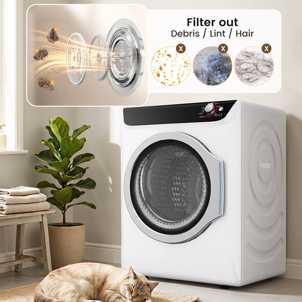 Auertech 2.7 Cu.ft 1400W Portable Clothes Dryer Electric Compact Dryer Machine for Apartment Dorm RV White