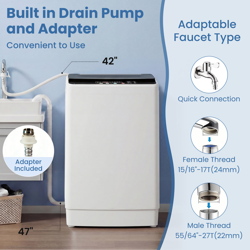Auertech 36 lbs Portable Washing Machine Top Load Fully Automatic Washer with LED Display & Drain Pump