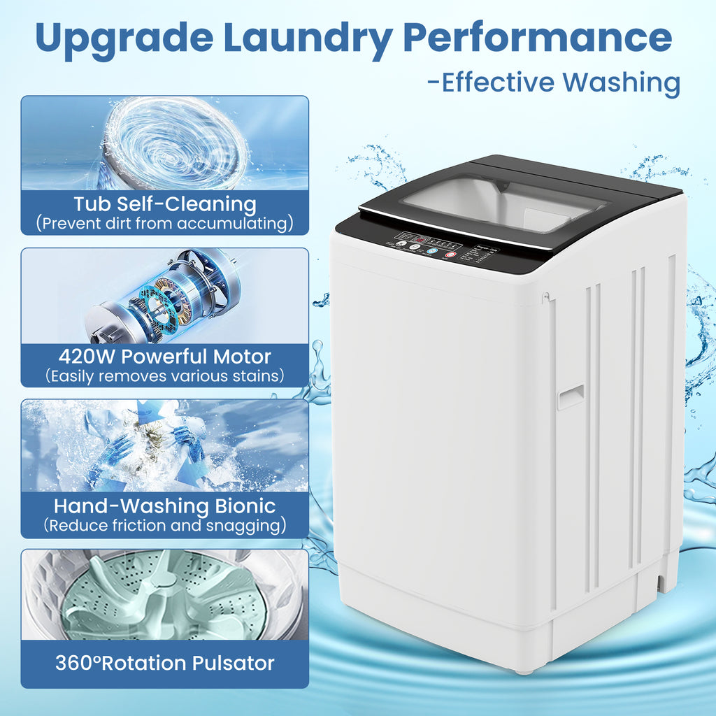 Auertech 36 lbs Portable Washing Machine Top Load Fully Automatic Washer with LED Display & Drain Pump