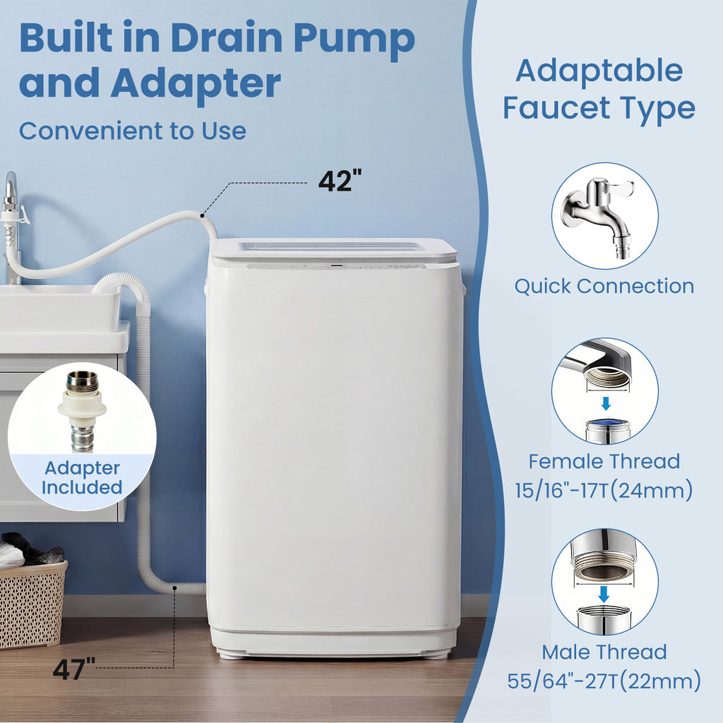 Auertech 15 lbs Portable Washing Machine Top Load Fully Automatic Washer with LED Display & Drain Pump