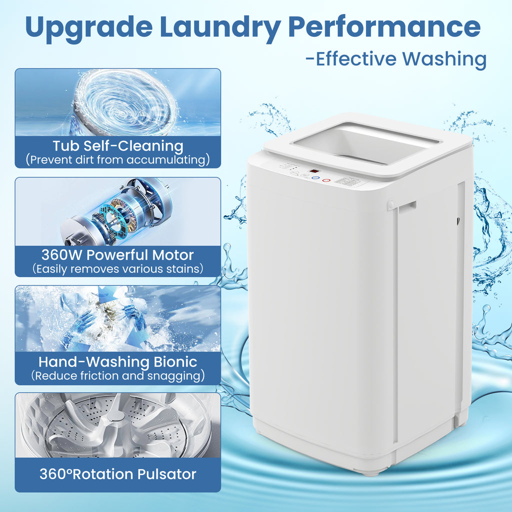 Auertech 15 lbs Portable Washing Machine Top Load Fully Automatic Washer with LED Display & Drain Pump