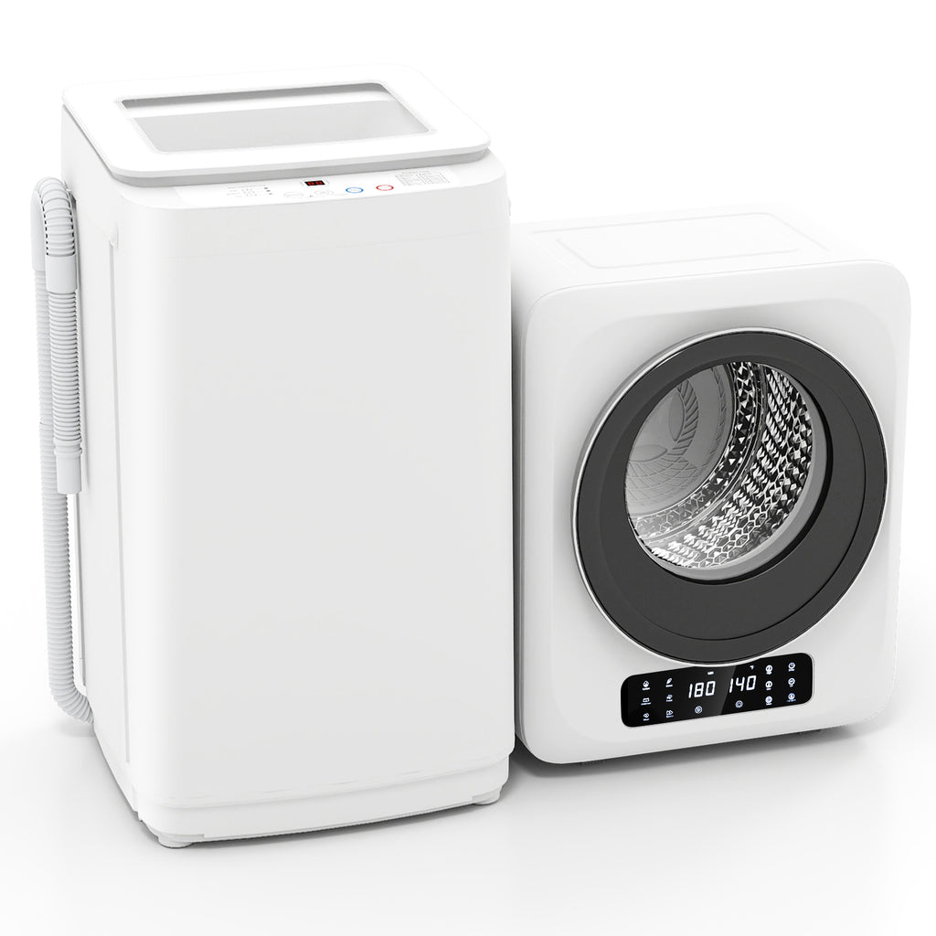 Auertech Portable Washer and Dryer Combo Set 15 lbs Fully Automatic Washing Machine 1.6 Cu.ft Clothes Dryer w/ Shoe Dryer White