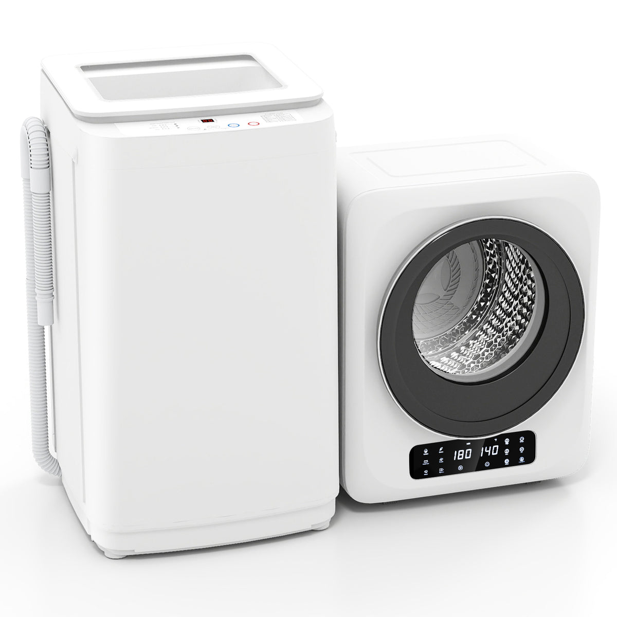 Auertech Portable Washer and Dryer Combo Set 15 lbs Fully Automatic Washing Machine 1.6 Cu.ft Clothes Dryer w/ Shoe Dryer White