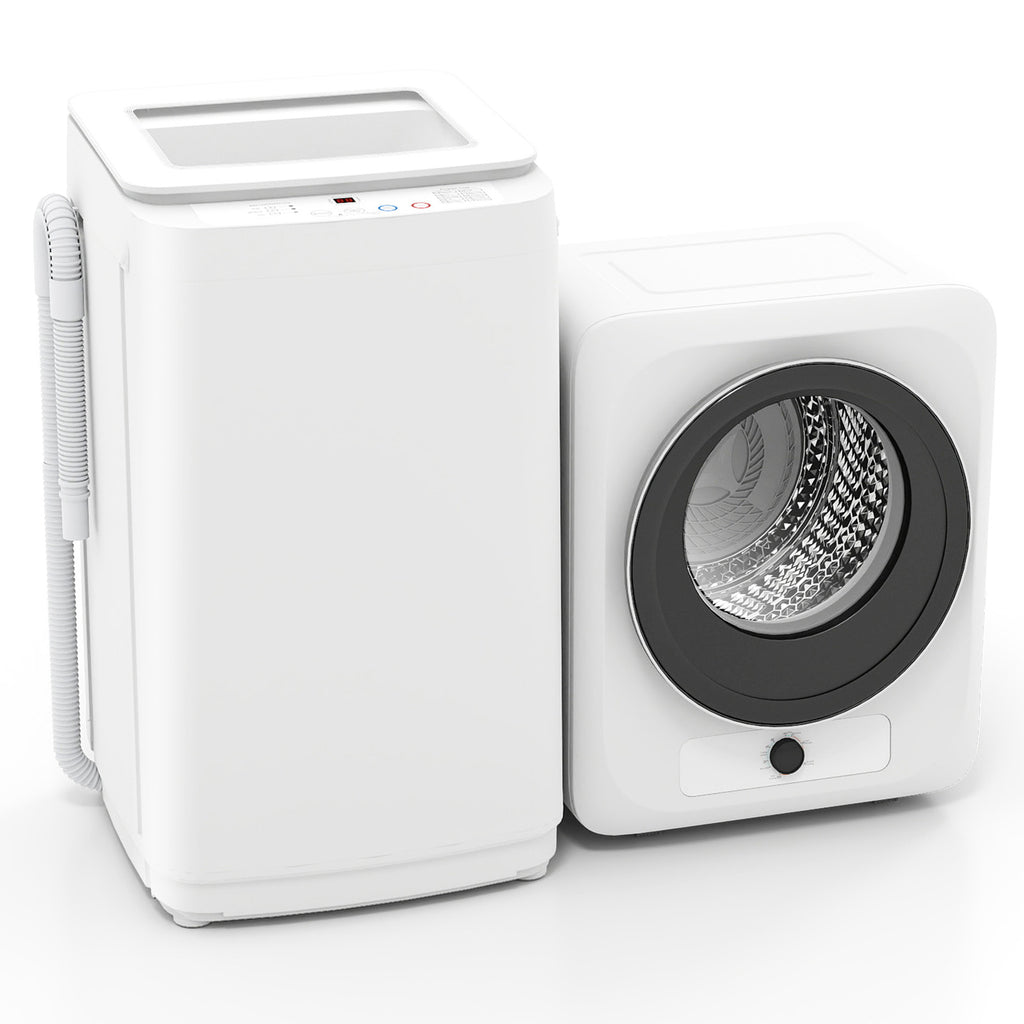 Auertech Portable Washer and Dryer Combo Set 15 lbs Fully Automatic Washing Machine 1.6 Cu.ft Clothes Dryer White