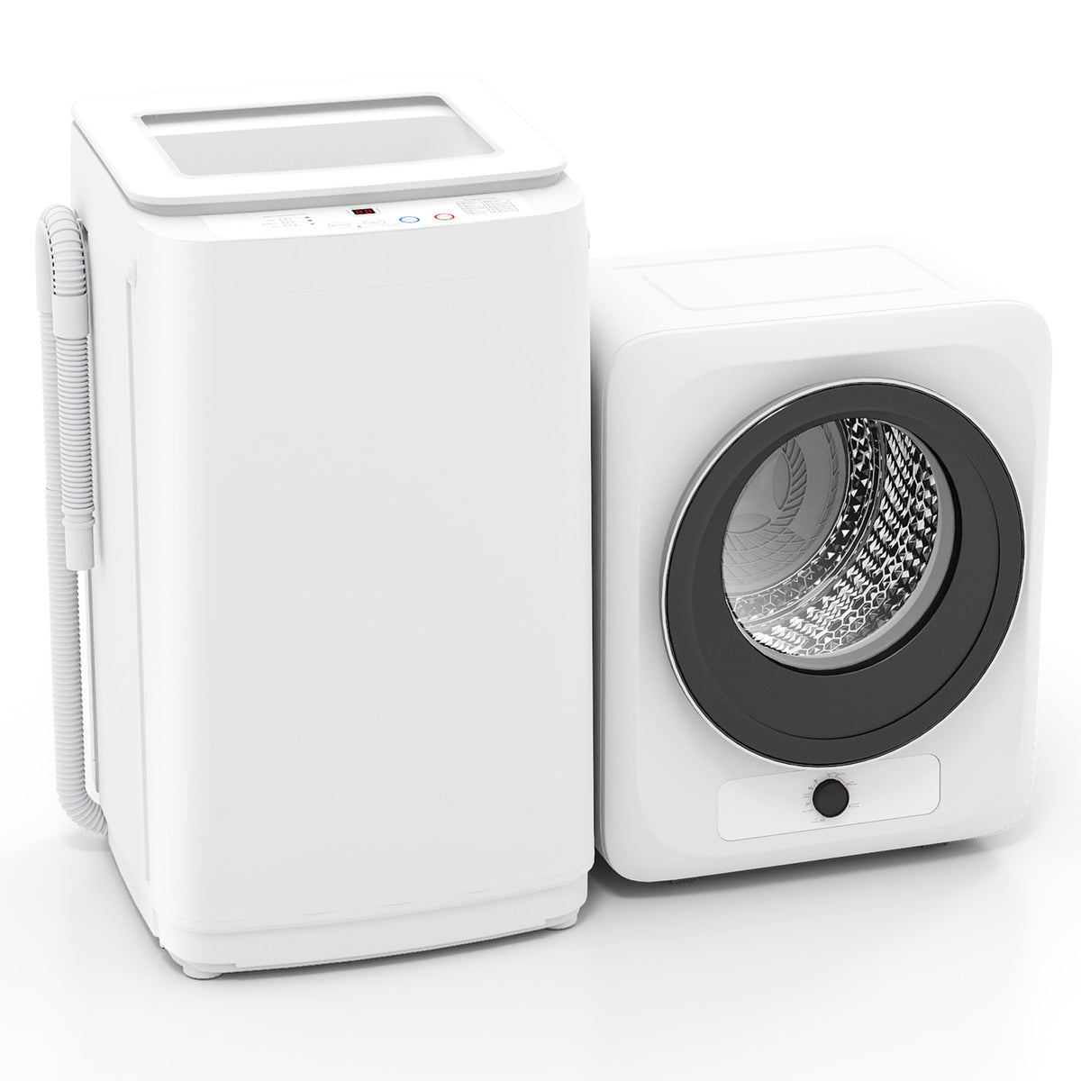 Auertech Portable Washer and Dryer Combo Set 15 lbs Fully Automatic Washing Machine 1.6 Cu.ft Clothes Dryer White
