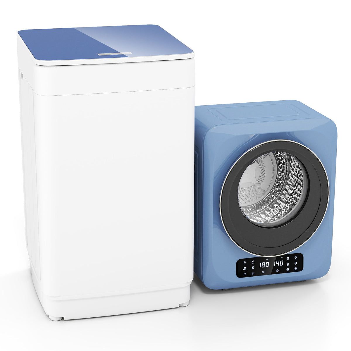 Auertech Portable Washer and Dryer Combo Set 19 lbs Fully Automatic Washing Machine 1.6 Cu.ft Clothes Dryer w/ Shoe Dryer Blue
