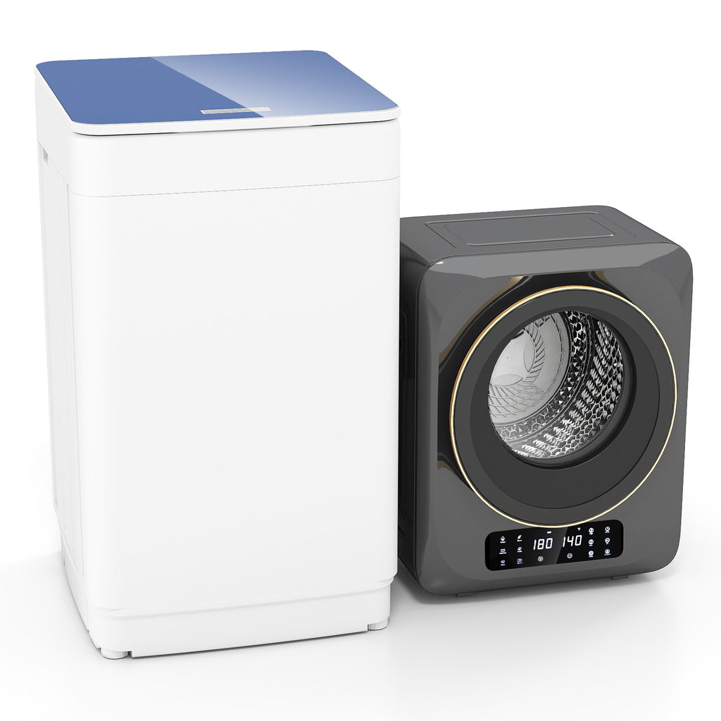 Auertech Portable Washer and Dryer Combo Set 19 lbs Fully Automatic Washing Machine 1.6 Cu.ft Clothes Dryer w/ Shoe Dryer Gray