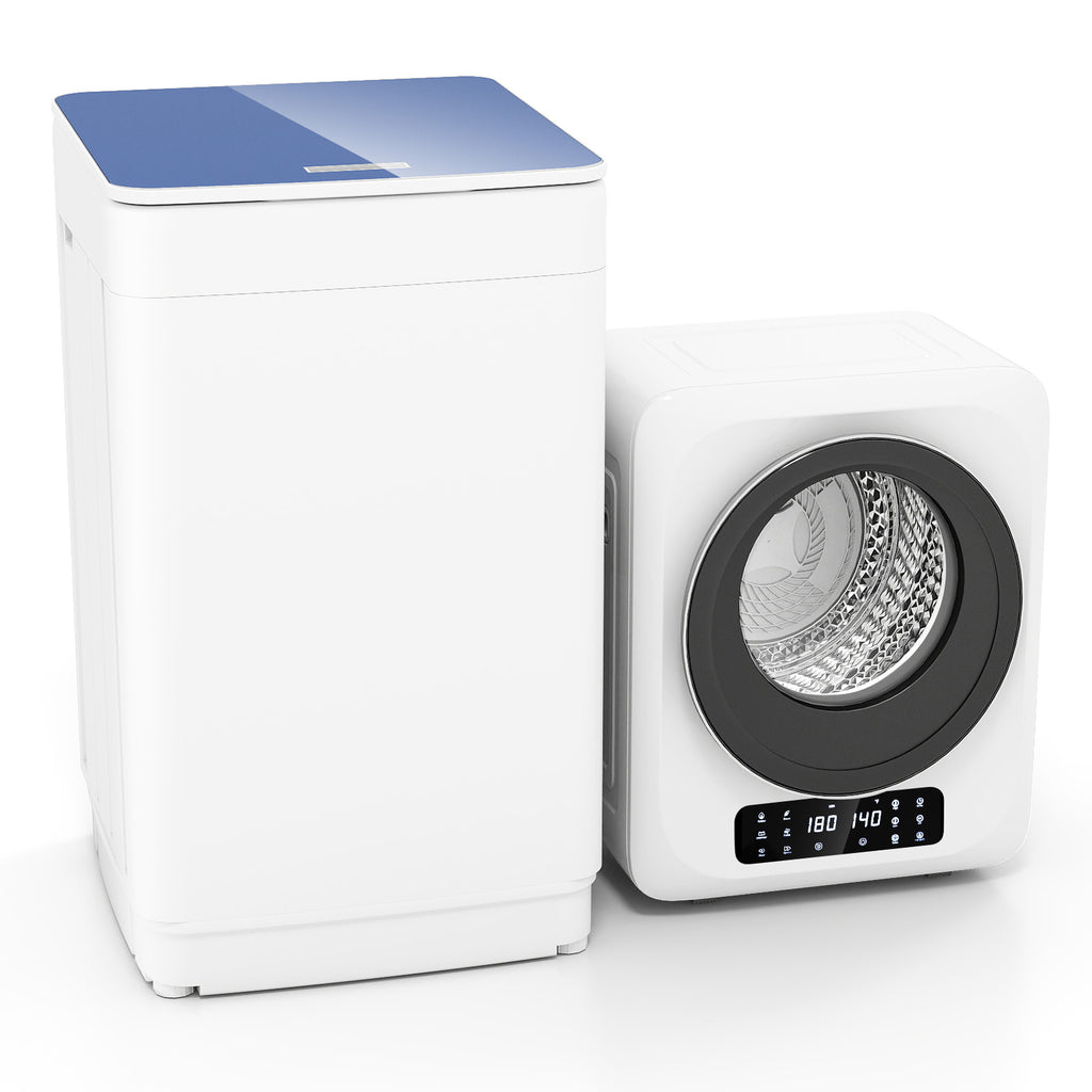 Auertech Portable Washer and Dryer Combo Set 19 lbs Fully Automatic Washing Machine 1.6 Cu.ft Clothes Dryer w/ Shoe Dryer White