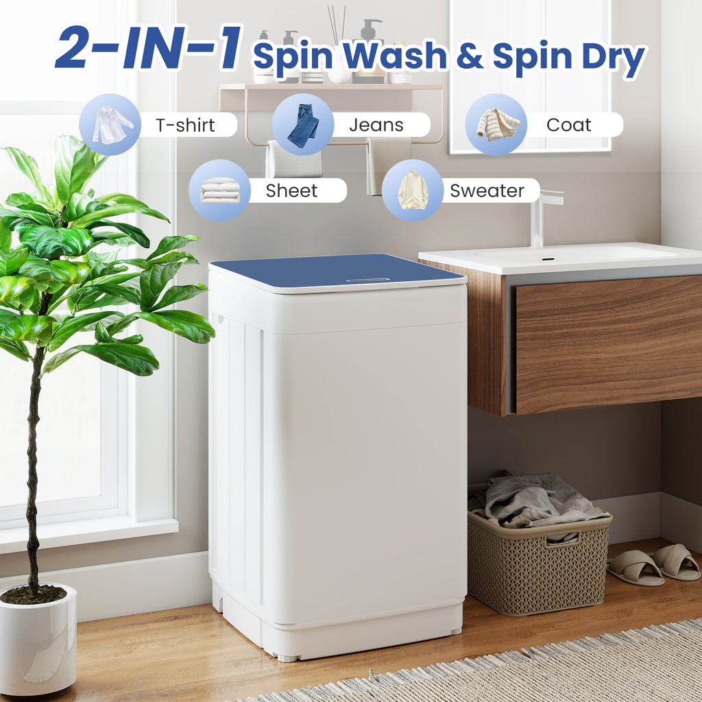 Auertech 19 lbs Portable Washing Machine Top Load Fully Automatic Washer with LED Display & Drain Pump