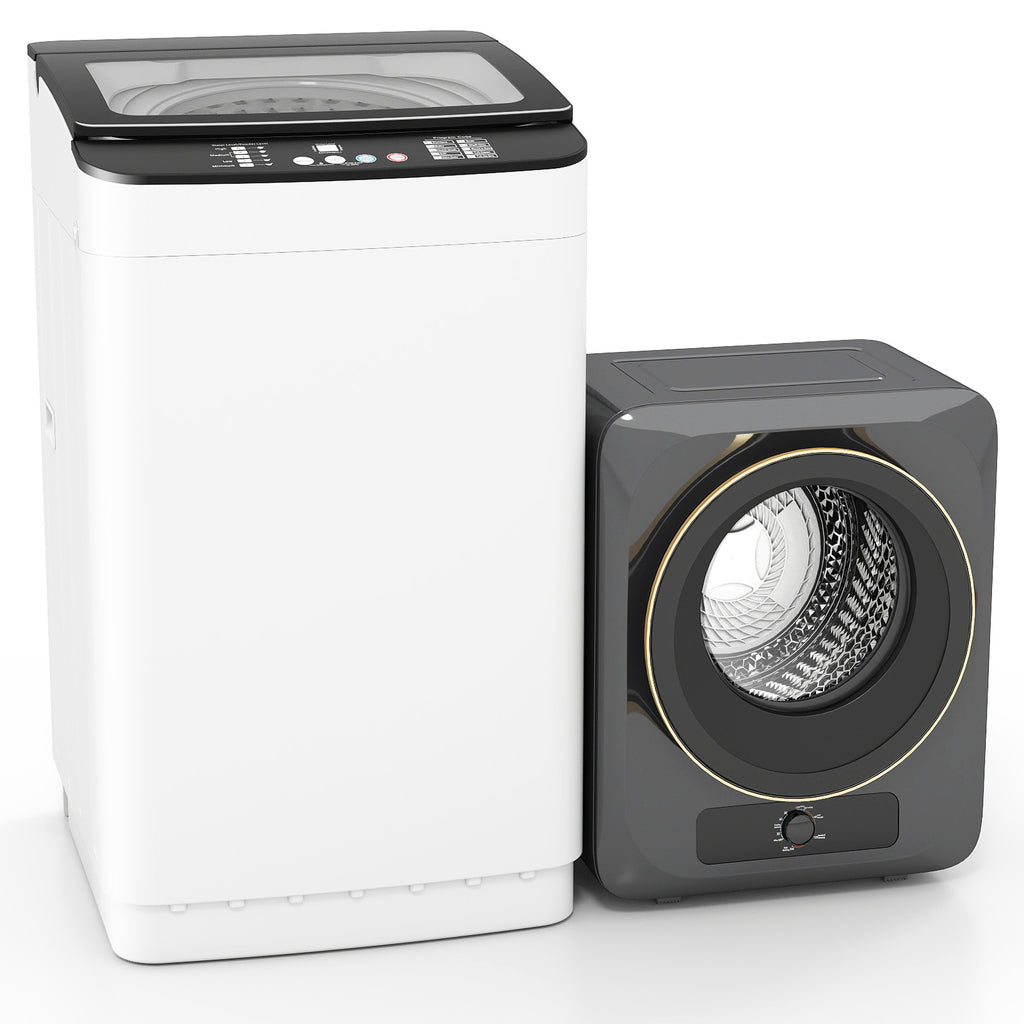 Auertech Portable Washer and Dryer Combo Set 25 lbs Fully Automatic Washing Machine 1.6 Cu.ft Clothes Dryer Gray