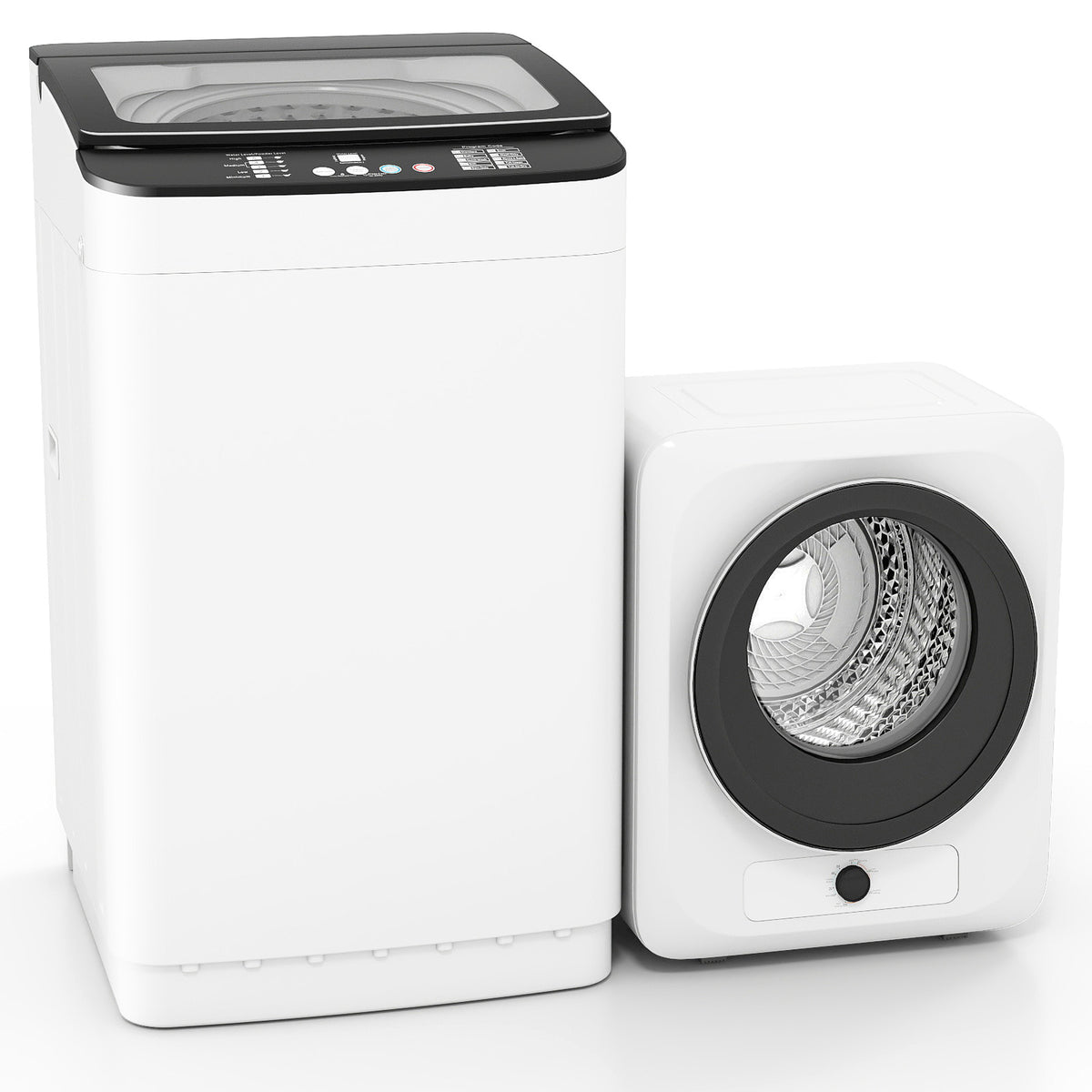 Auertech Portable Washer and Dryer Combo Set 25 lbs Fully Automatic Washing Machine 1.6 Cu.ft Clothes Dryer White