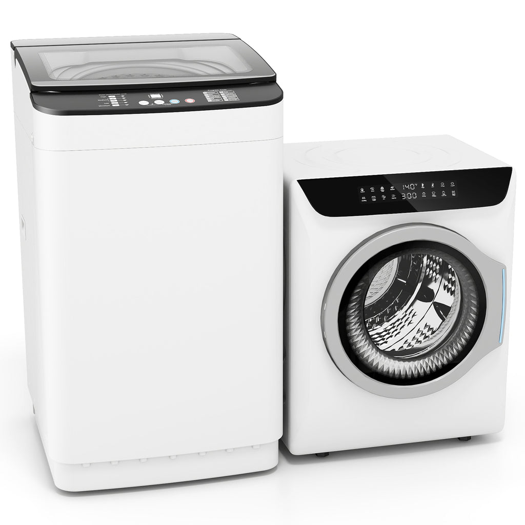 Auertech Portable Washer and Dryer Combo Set 25 lbs Fully Automatic Washing Machine 2.7 Cu.ft Clothes Dryer w/ Shoe Dryer
