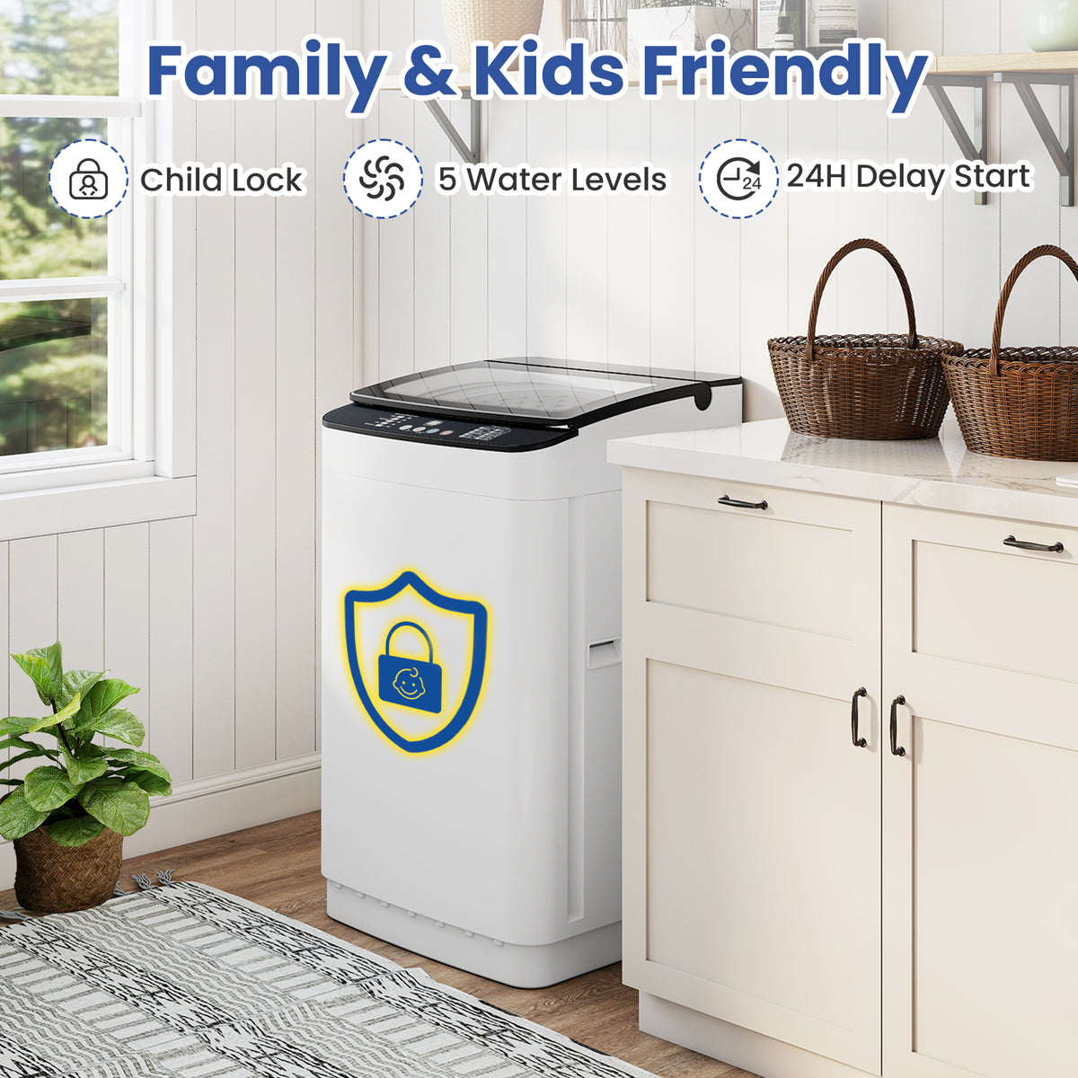 Auertech 25 lbs Portable Washing Machine Top Load Fully Automatic Washer with LED Display & Drain Pump