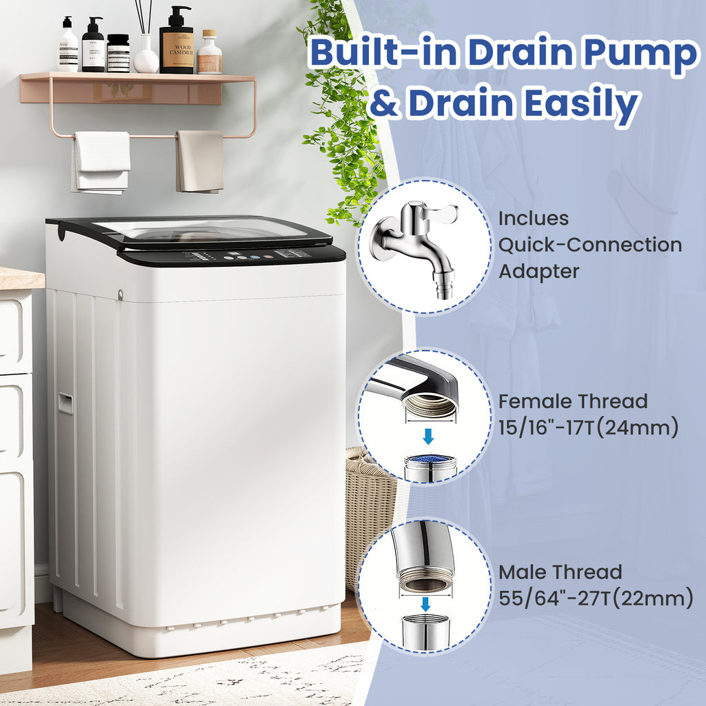 Auertech 25 lbs Portable Washing Machine Top Load Fully Automatic Washer with LED Display & Drain Pump