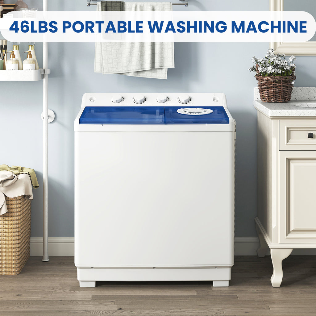Auertech 46lbs Portable Washing Machine Compact Twin Tub Semi-Automatic Washer with Drain Pump