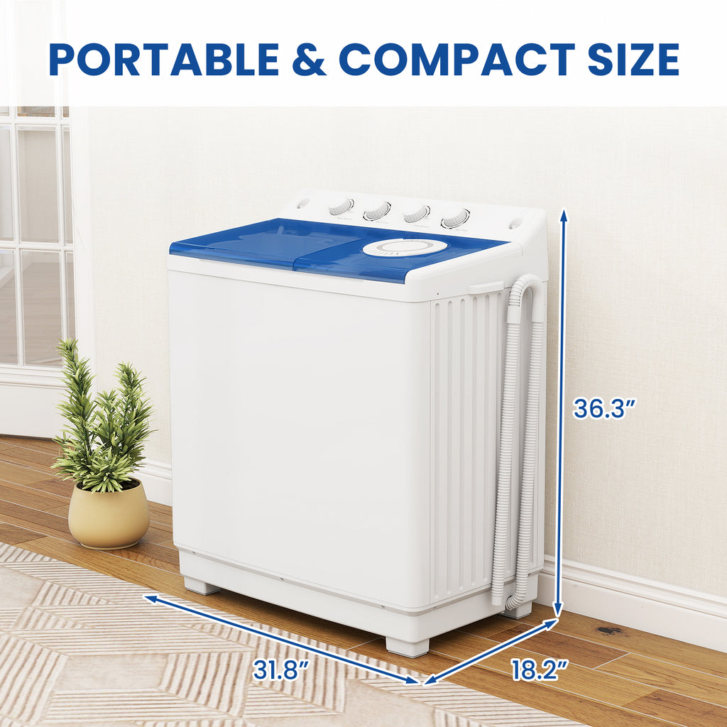 Auertech 46lbs Portable Washing Machine Compact Twin Tub Semi-Automatic Washer with Drain Pump