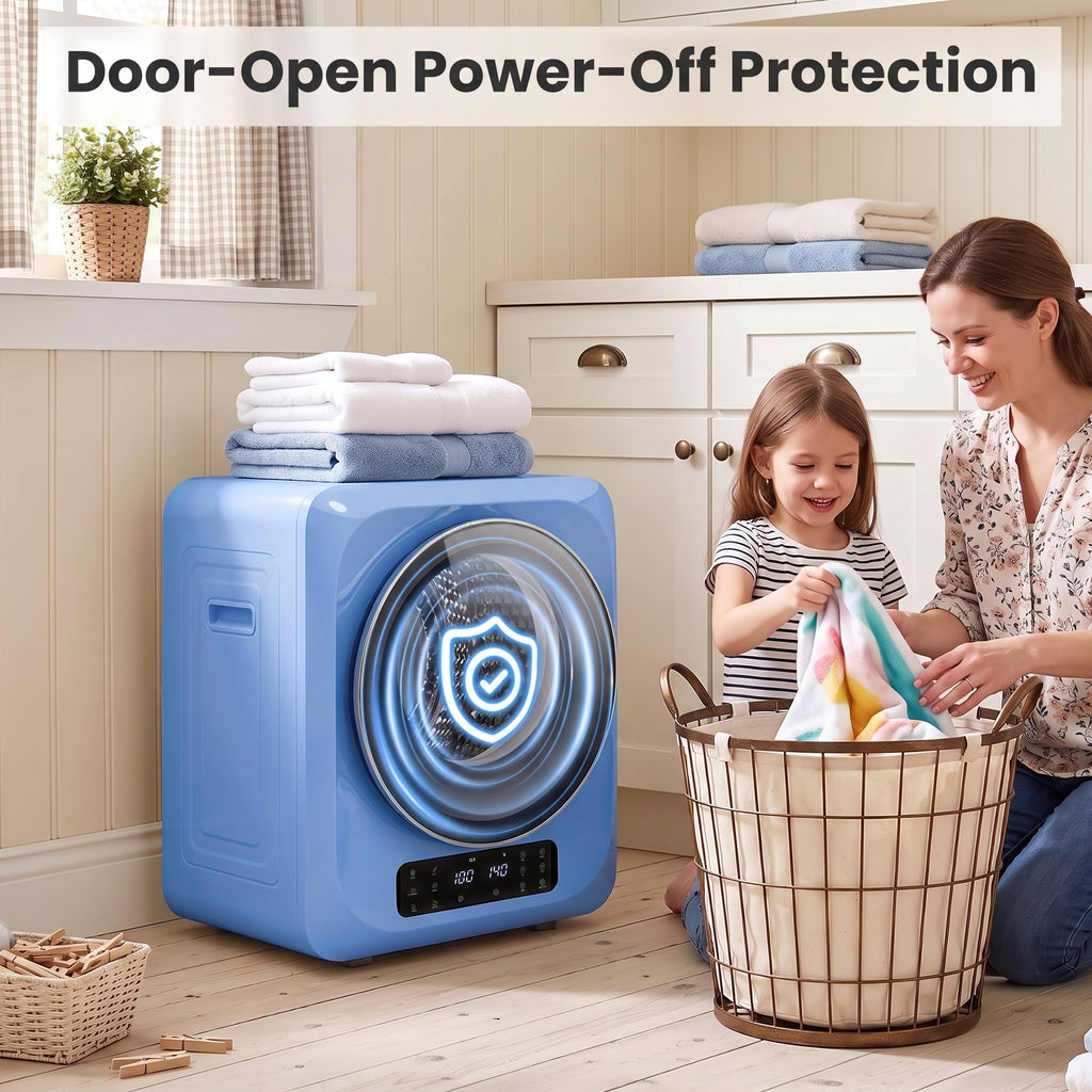 Auertech 1.6 Cu.Ft 850W Portable Clothes Dryer Electric Compact Dryer Machine w/ Shoe Dryer LED Control Blue