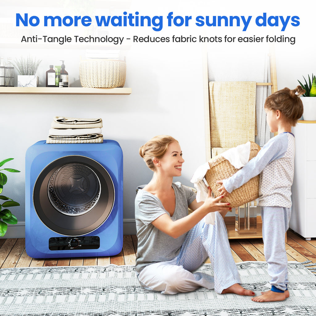 Auertech Portable Washer and Dryer Combo Set 19 lbs Fully Automatic Washing Machine 1.6 Cu.ft Clothes Dryer Blue