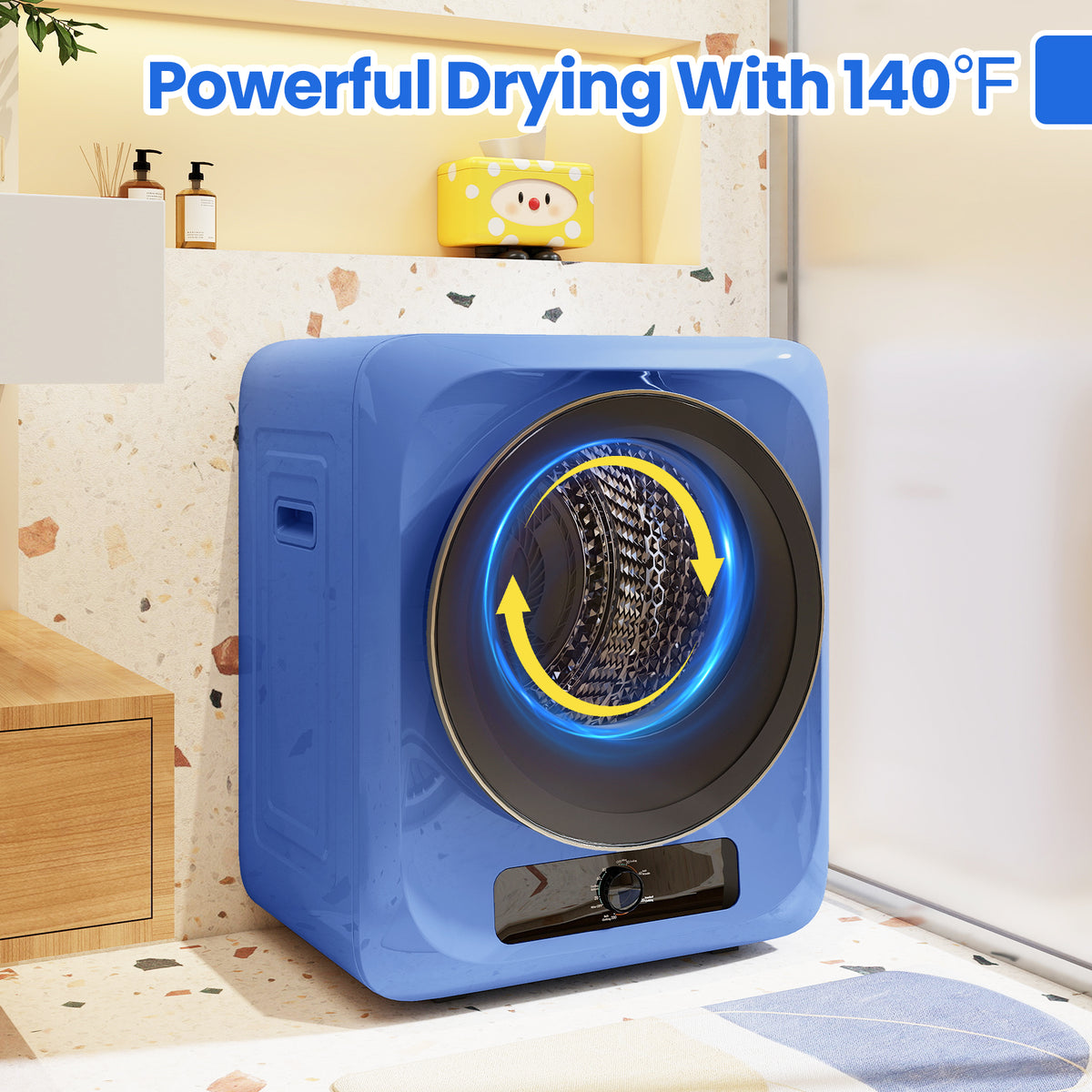 Auertech 1.6 Cu.Ft 850W Portable Clothes Dryer Electric Compact Dryer Machine for Laundry Apartment Dorm RV Blue