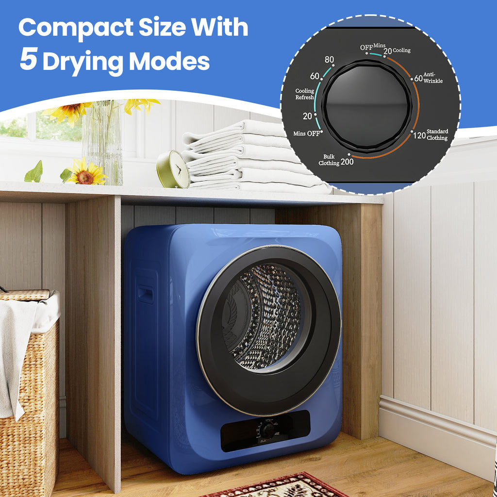 Auertech Portable Washer and Dryer Combo Set 19 lbs Fully Automatic Washing Machine 1.6 Cu.ft Clothes Dryer Blue