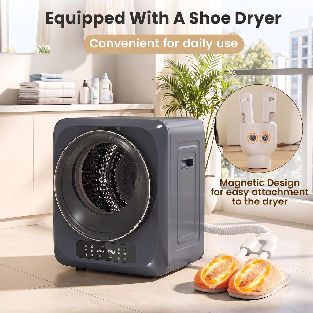 Auertech 1.6 Cu.Ft 850W Portable Clothes Dryer Electric Compact Dryer Machine w/ Shoe Dryer LED Control Gray