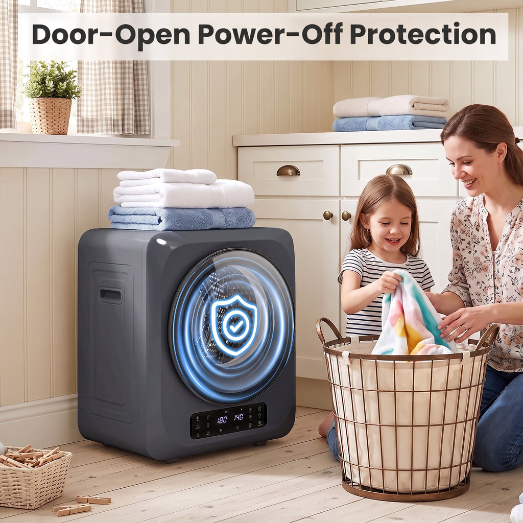 Auertech 1.6 Cu.Ft 850W Portable Clothes Dryer Electric Compact Dryer Machine w/ Shoe Dryer LED Control Gray