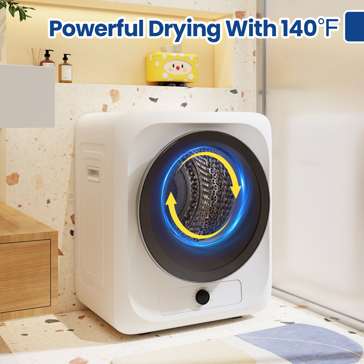 Auertech 1.6 Cu.Ft 850W Portable Clothes Dryer Electric Compact Dryer Machine for Laundry Apartment Dorm RV White