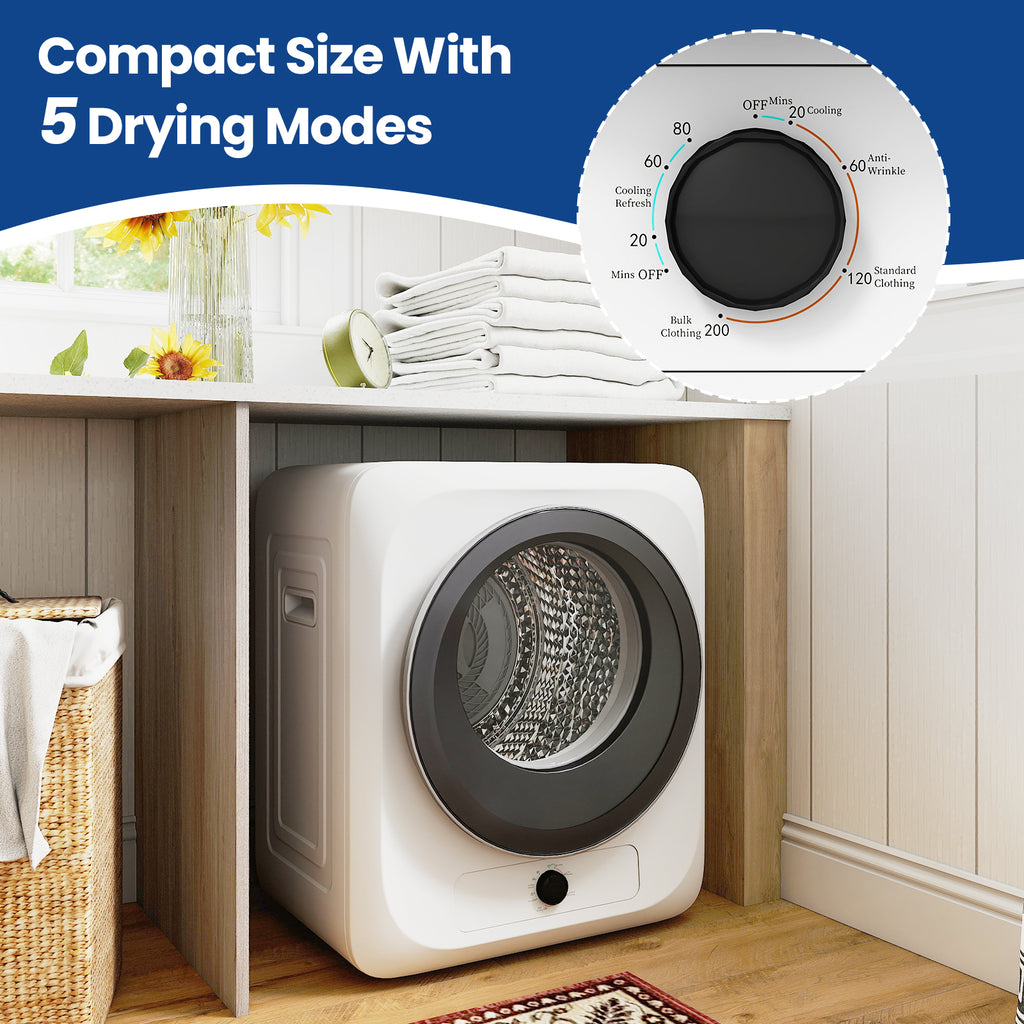 Auertech Portable Washer and Dryer Combo Set 15 lbs Fully Automatic Washing Machine 1.6 Cu.ft Clothes Dryer White