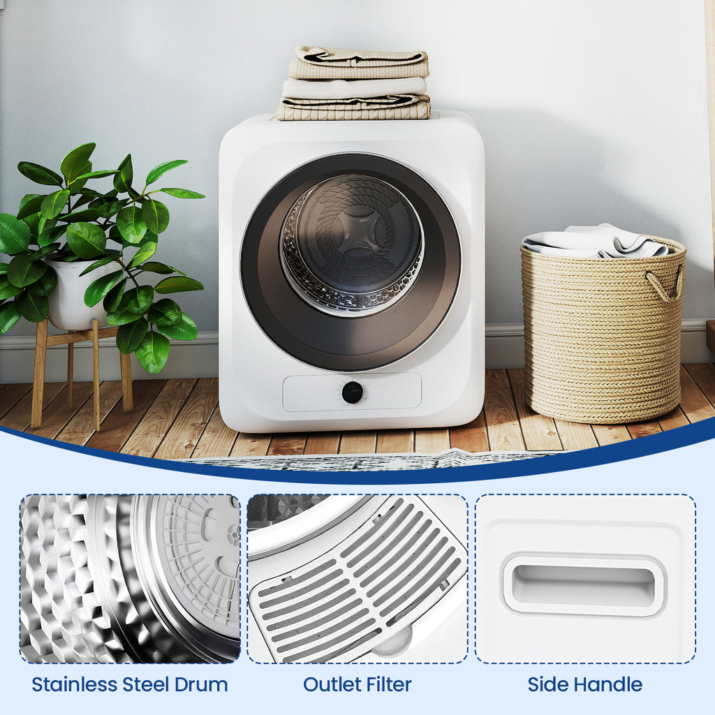 Auertech Portable Washer and Dryer Combo Set 15 lbs Fully Automatic Washing Machine 1.6 Cu.ft Clothes Dryer White