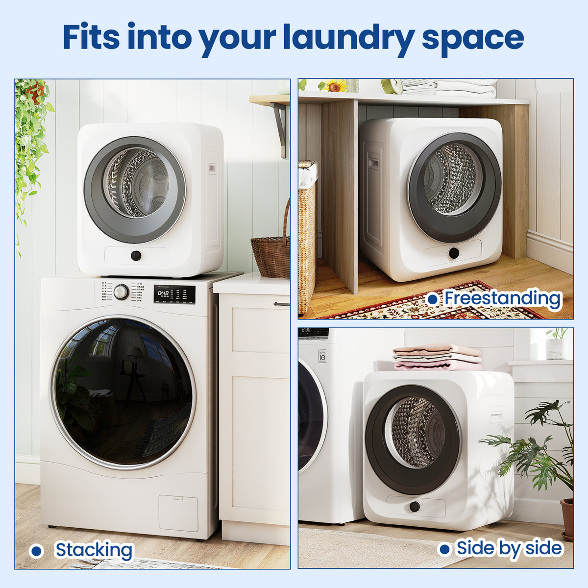 Auertech 1.6 Cu.Ft 850W Portable Clothes Dryer Electric Compact Dryer Machine for Laundry Apartment Dorm RV White